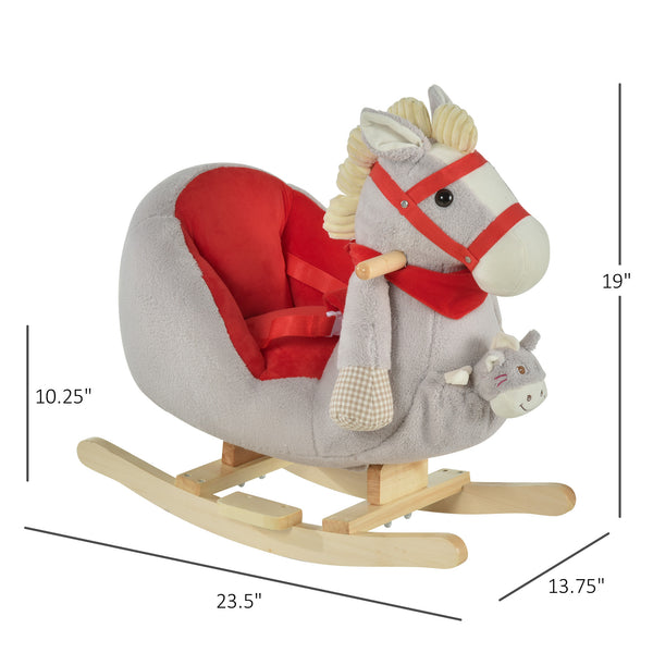 English Elm Dinosaur Plush Rocking Toy for Toddlers with Sound Effects and Wooden Base T3971P442607
