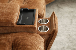 English Elm Emmy Orange Chenille Power Sectional Sofa with Console, USB Type-C/A, Wireless Charge, Zero Gravity Recline B2726S00396