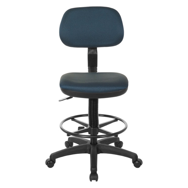 OSP Home Furnishings Sculptured Ergonomic Drafting Chair with Adjustable Footrest and Chrome Nylon Base for Studios DC517-296