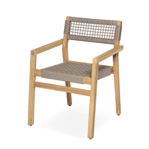 English Elm Christopher Knight Home® - Outdoor Rope Woven Acacia Dining Chair Set with Breathable Backrest and Durable Weather‑Resistant Wood Light Teak 39.5 L x 24.25 W x 10.25 H N776P247440L