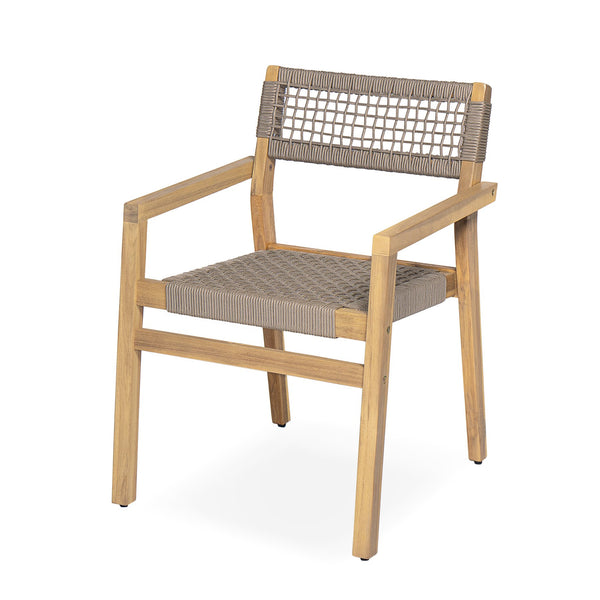 English Elm Christopher Knight Home® - Outdoor Rope Woven Acacia Dining Chair Set with Breathable Backrest and Durable Weather‑Resistant Wood Light Teak 39.5 L x 24.25 W x 10.25 H N776P247440L