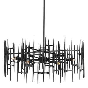 Attingham Black Chandelier - Striking Wrought Iron Design, Adjustable Height, Industrial Elegance