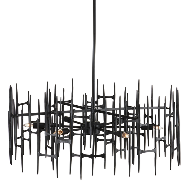 Attingham Black Chandelier - Striking Wrought Iron Design, Adjustable Height, Industrial Elegance