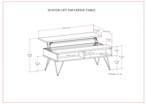 English Elm Hunter Lift Top Coffee Table with Spacious Storage, Solid Wood Veneer Finish, Handcrafted Durability Oak B136P203445