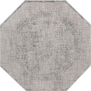 Unique Loom Aberdeen Stanhope Machine Made Border Rug Gray, Beige/Ivory 5' 3" x 5' 3"