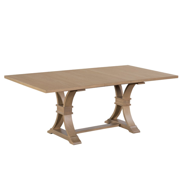 English Elm 63.00"-78.75" Extendable Farmhouse Dining Table Rubberwood X-frame Base Seats Eight Light Natural N771P347924A_N771P347925A