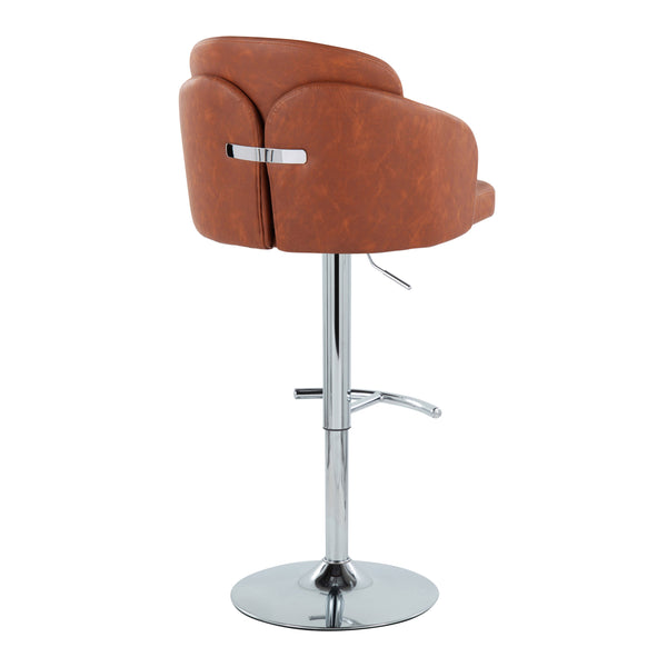English Elm Fixed-height Swivel Counter Stools with Faux Leather Seats and Chrome Footrest Set of 2 Camel B202S02177