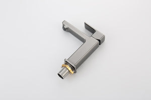 English Elm Gun Gray Single Hole Bathroom Faucet - Modern Sink Fixture With Easy Install & Two Hoses Included T3177P289655