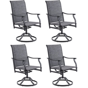 English Elm Outdoor Swivel Patio Dining Chairs Textilene Woven Set for Backyard Entertaining Dark Gray T3623P433702