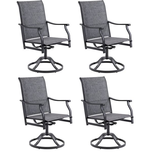 English Elm Outdoor Swivel Patio Dining Chairs Textilene Woven Set for Backyard Entertaining Dark Gray T3623P433702