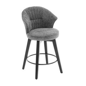 English Elm 008-Wing Upholstered Swivel Counter Stools Set of 2 with Solid Wood Legs, Chenille Comfort & 250lb Capacity DARK GREY W2636P239834