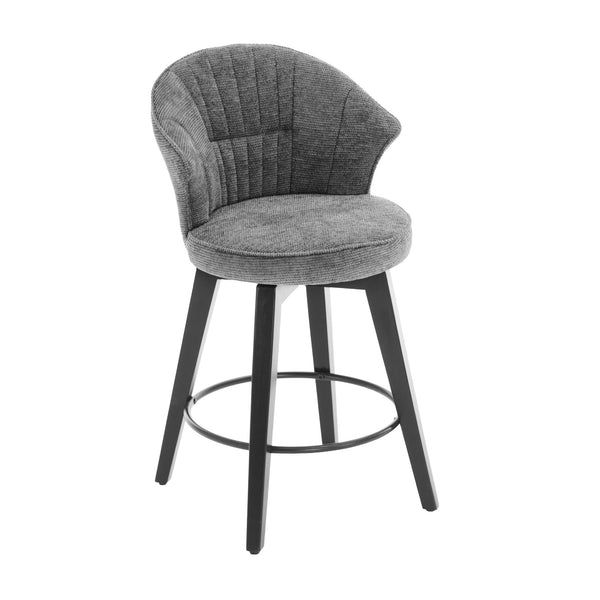 English Elm 008-Wing Upholstered Swivel Counter Stools Set of 2 with Solid Wood Legs, Chenille Comfort & 250lb Capacity DARK GREY W2636P239834