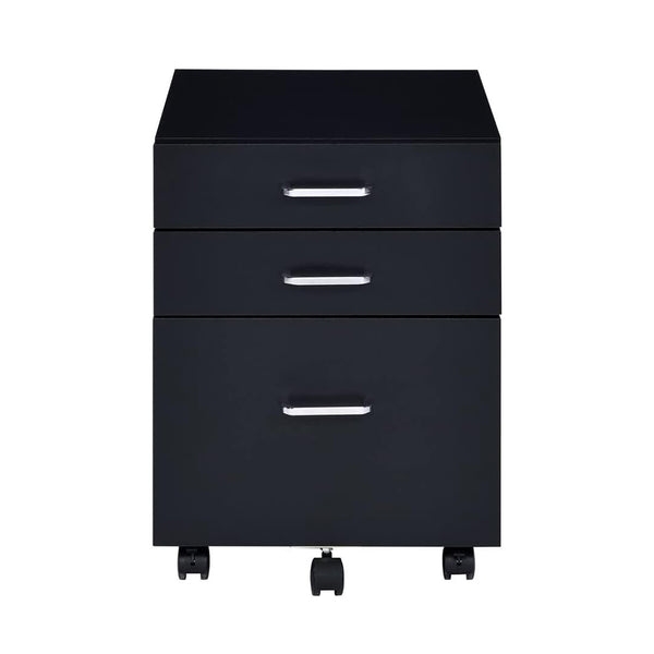 English Elm Rectangular Mobile Cabinet with 3 Drawers Black Chrome — Modern Minimalist Office Storage, Compact Rolling File Organizer, Sleek Under-Desk Space-Saver (Black) B016P325920