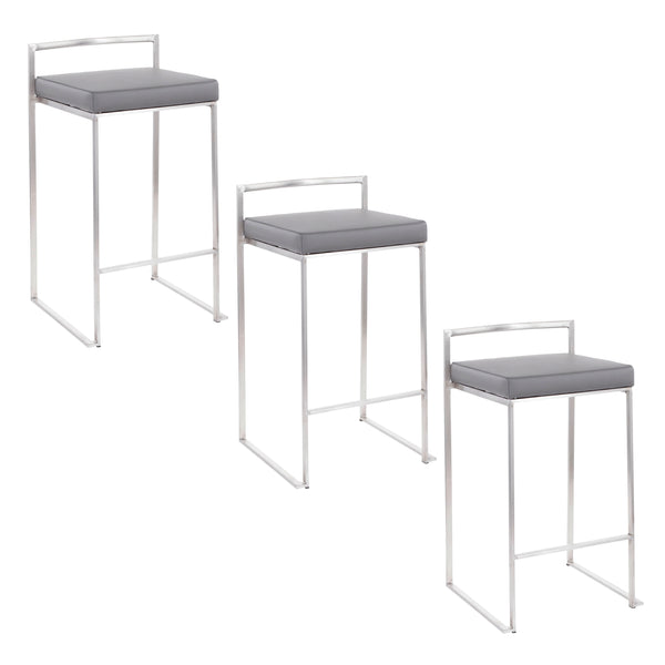 English Elm Contemporary Stackable Steel Counter Stools Padded Fabric Seats for Kitchen Islands Set of 2 B202P222001