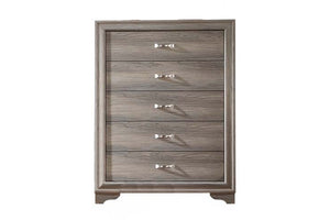 English Elm Modern Six Drawer Wooden Chest Natural Finish Gold Hardware Sculptural Legs Bedroom B011P448747