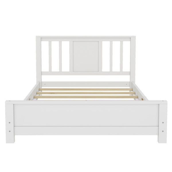 English Elm Twin Low Profile Floor Bed with Guardrails Pine Wood Frame Minimalist Bedroom White W1580P438797