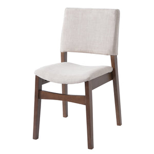 English Elm 7-piece Rectangular Rubberwood Dining Set with Six Linen Upholstered Stackable Chairs Dark Walnut N752S000018D