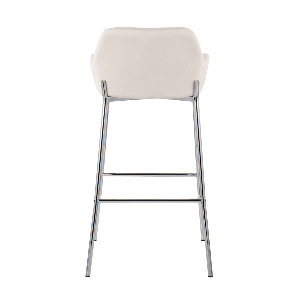 English Elm Daniella Contemporary Bar Stool Set Of 2 – Chrome Metal Frame & Cream Fabric For Modern Interiors B202S00541