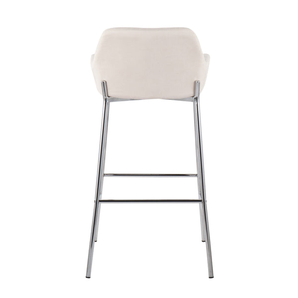 English Elm Daniella Contemporary Bar Stool Set Of 2 – Chrome Metal Frame & Cream Fabric For Modern Interiors B202S00541