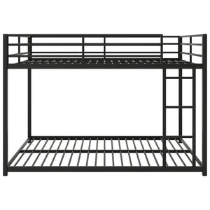English Elm Full Over Low Profile Steel Bunk Bed with Guardrail and Integrated Ladder Black MF285536AAB