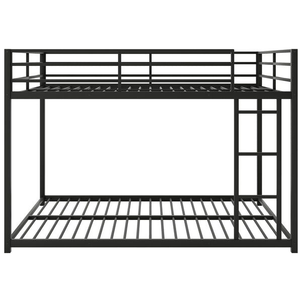 English Elm Full Over Low Profile Steel Bunk Bed with Guardrail and Integrated Ladder Black MF285536AAB
