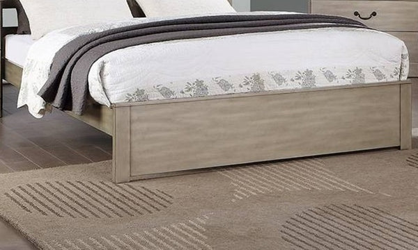 English Elm Rustic Eastern King Bed with Two Panel Headboard in Antique Silver Farmhouse Finish B011S02101