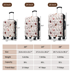 English Elm Luggage Set 3 Piece Hardshell Pc+abs Spinner Suitcases with Tsa Lock Expandable White N730P264591N