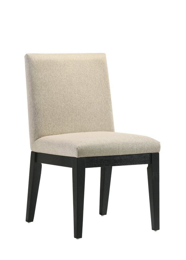 English Elm Froja Upholstered Beige Fabric Side Chair Set of 2 with Black Wood Frame, Foam-Padded Comfort B2726P250492