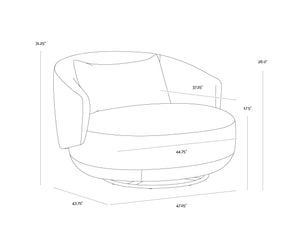 Sunpan Walsh Swivel Lounge Chair - Contemporary Curves in Effie Linen & Smoke with Stylish Black Base