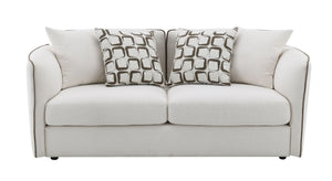 English Elm Yolanda Beige Chenille Loveseat with 4 Pillows - Removable Covers, Solid Pine Frame, 440lb Capacity B2726P316912