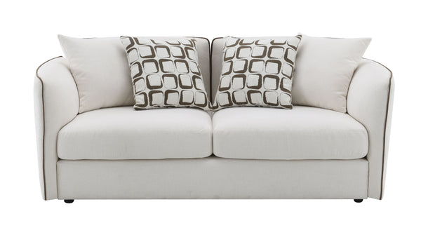 English Elm Yolanda Beige Chenille Loveseat with 4 Pillows - Removable Covers, Solid Pine Frame, 440lb Capacity B2726P316912