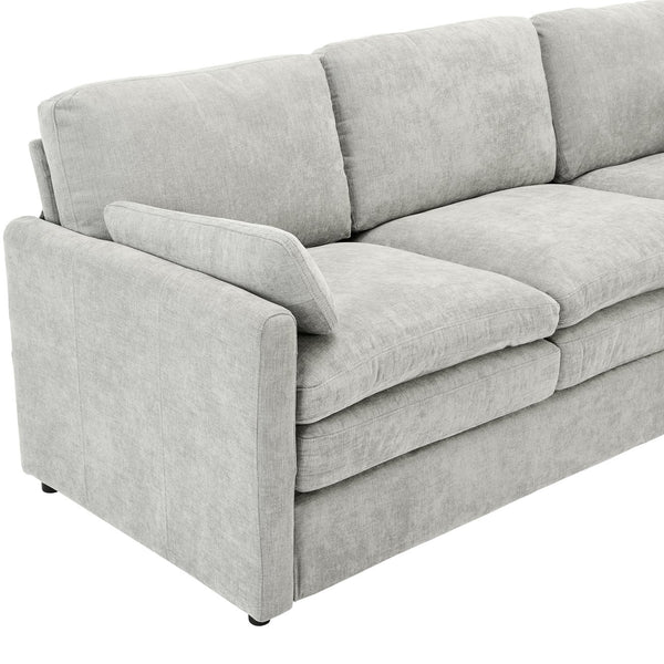 English Elm Cozy Oversized Chenille Sofa Set With Plush Double Cushions For Ultimate Comfort In Light Grey N719S001920R