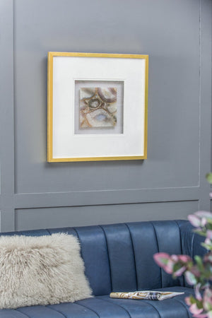 English Elm 23.6X23.6" Stunning Agate Shadow Box Wall Art - Elegant Metallic Frame & Unique Natural Texture W2078P318302