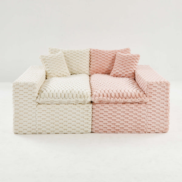 English Elm Luxury Color-Block Turtle Velvet Sofa - Modular Comfort For Stylish Living Rooms & Cozy Gatherings W3371S00047