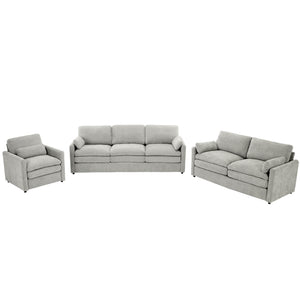 English Elm Cozy Oversized Chenille Sofa Set With Plush Double Cushions For Ultimate Comfort In Light Grey N719S001920R