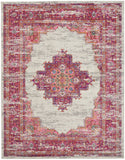 Nourison Passion PSN03 Machine Made Power-loomed Ornamental Border Indoor Only Bohemian Vintage Rug Ivory,Fuchsia, Pink and White 100% Polypropylene 99446388186