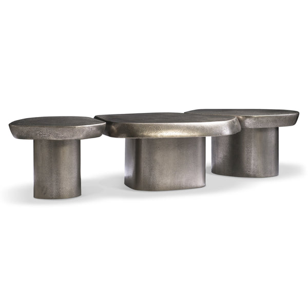 Bernhardt Bernhardt Sculptural Clawson Cocktail Table In Graphite Cast-Aluminum, Irregular Pentagon Top, Outdoor-Ready 338014B