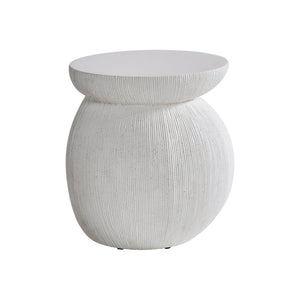 Bernhardt Bernhardt Corsica Stonecast Outdoor Accent Table – Half-Circle Sculptural Side Table, Weather-Resistant Finish X04113