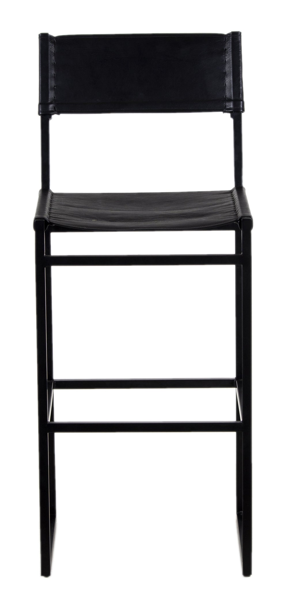 Porter Designs Porter Remy Full-grain Leather Bar Stool In Black – Modern Comfort Meets Rustic Charm And Style Black Metal 07-108-24-8756