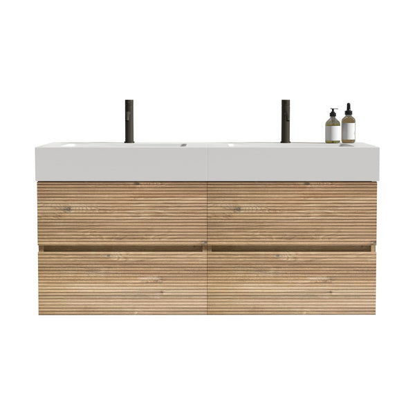 English Elm Grace 48'' Modern Bathroom Vanity With Oak Quartz Sink, Soft-Black Drawers, And Eco-Friendly Design W1865S00159