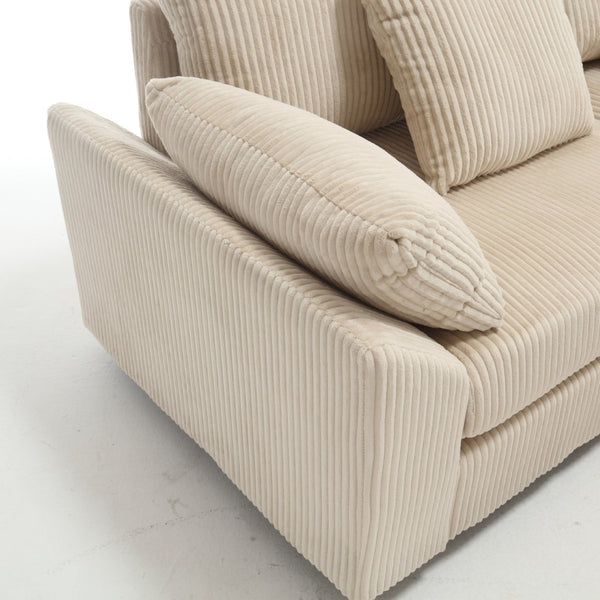 English Elm {New} Oversized Modular Sectional Sofa - Cozy Beige Corduroy, Convertible Design For Stylish Living Spaces W2325S00014-GIGA