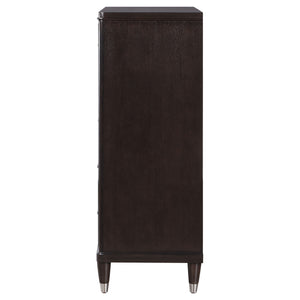 English Elm Niguel Rich Brown 5-Drawer Chest with Silver Knobs & Tapered Legs — Contemporary Bedroom Storage B062P354067