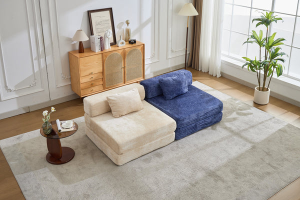 English Elm Compression Sofa Bed - Versatile Chenille Floor Sofa With Modular Design For Living Room & Dorms W3723P345646