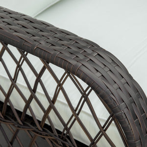 English Elm Outsunny Cream White Wicker Rocking Chair With Thick Cushion, Steel Frame, High Capacity For Outdoor Bliss W2225P200403-GIGA