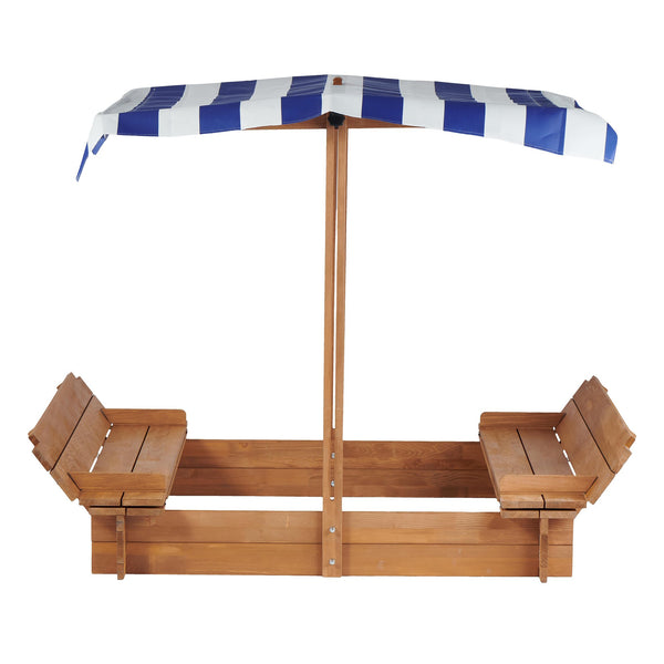 English Elm Kids Cedar Sandbox with Adjustable Canopy Corner Seating Outdoor Backyard Play D720094432