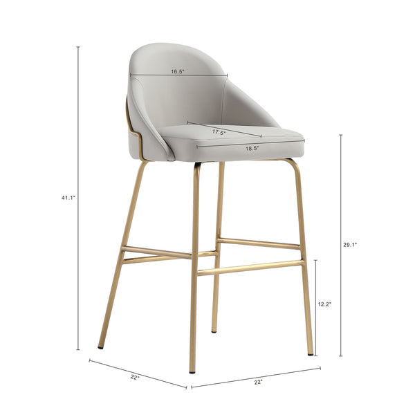 English Elm Gracie Metal Upholstered Barstool Stone Gray & Gold — Leatherette Seat, High-Density Foam, 275 lb Capacity B365P398009