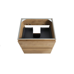 English Elm Alice24-106, Floating Oak Bathroom Vanity Cabinet Two Soft-close Drawers Minimalist Design W1865P147101