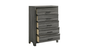 English Elm Denver Modern Twin 5-Piece Bedroom Set in Gray — Contemporary Wood Bed, Nightstand, Dresser, Chest & Mirror (Coordinated) B009S02018