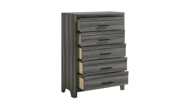 English Elm Denver Modern Twin 5-Piece Bedroom Set in Gray — Contemporary Wood Bed, Nightstand, Dresser, Chest & Mirror (Coordinated) B009S02018