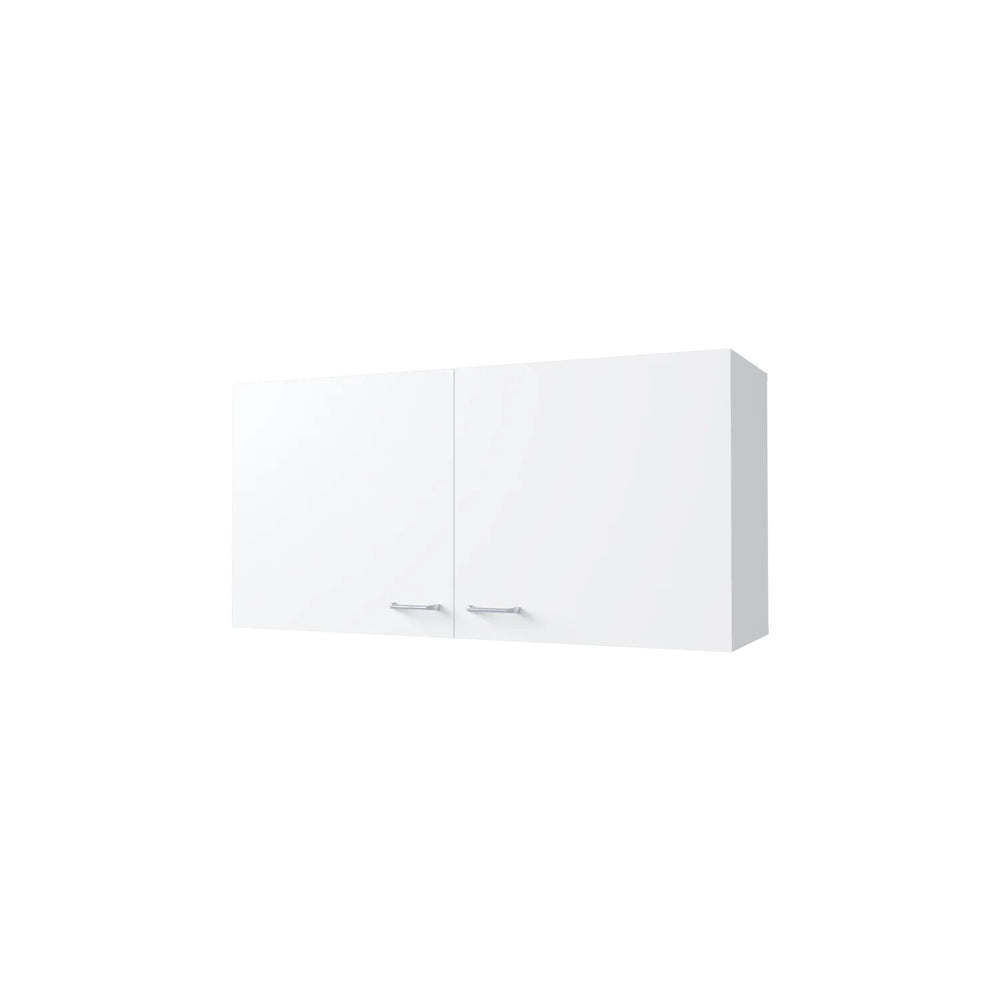 English Elm White 2-Door Wall Cabinet with Melamine Finish, 39.4" Wide Storage, Elegant Contemporary Kitchen Organizer B062P227650